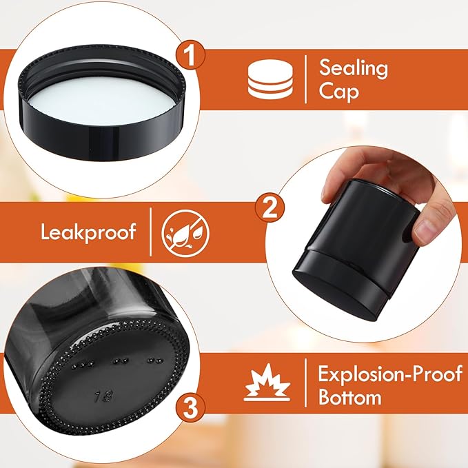 Norme 96 Pcs 4 oz Glass Jars with Lids Leakproof Round Airtight Empty Cosmetic Jars with Inner Liners Lid for Storing Lotions Powder Ointments Candle Making Tins (Black)