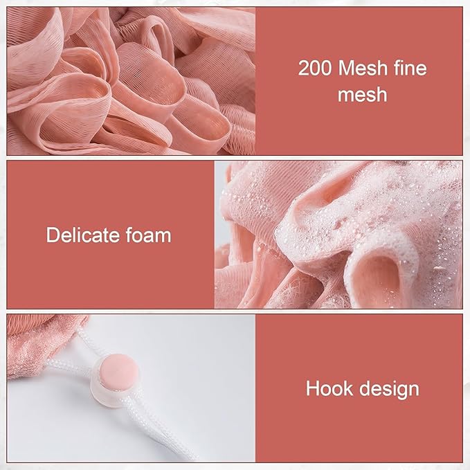 3 PCS Soap Bar Loofah,2 in 1 Bar Soap Loofah Pouch,Can Hold Soap,Effective Exfoliation,for Bathing (Khaki + Coffee + Pink)