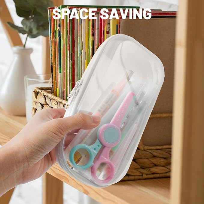 3 Pack Clear Hard Shell Zipper Case, 8×5" Transparent Waterproof Portable Clear Zipper Pouches Hard Shell for Storage, Clear Organizer Bags for Travel Makeup Cosmetic Snacks Doll Storage