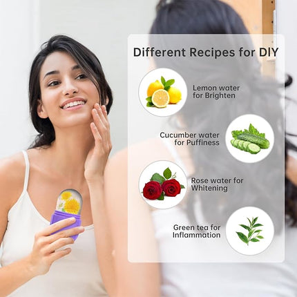 Ice Roller for Face and Eye, Facial Beauty Ice Roller Skin Care Tools, Ice Facial Cube, Gua Sha Face Massage, Silicone Ice Mold y (Purple)