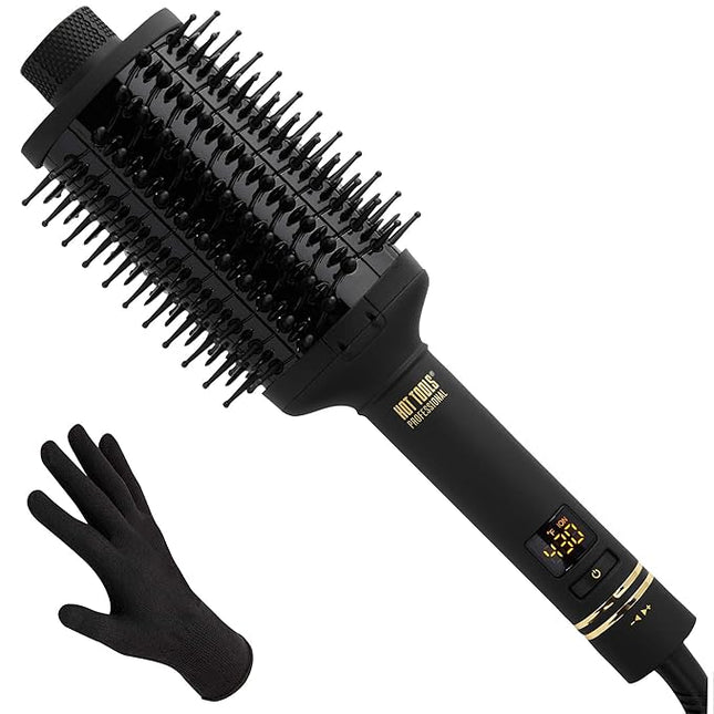 HOT TOOLS Pro Artist Heated Hair Styling Oval Brush, Black/Gold