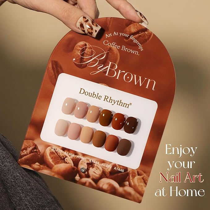 Double Rhythm 6 Pcs 15 ML Gel Polish Set Same Color Same Bottle Soak Off Gel Polish Kit Nail Art Manicure Salon DIY at Home for Women (Coffee Brown Nude Red Beige Pink-T6-5)