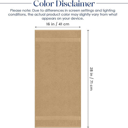 DAN RIVER 6-Pack Premium Hand Towels (16x28 Inches) - 100% Cotton, Ultra Soft, Lightweight, Highly Absorbent Towels for Bathroom, Spa, Gym, Salon, Hotel, and Travel - Tan