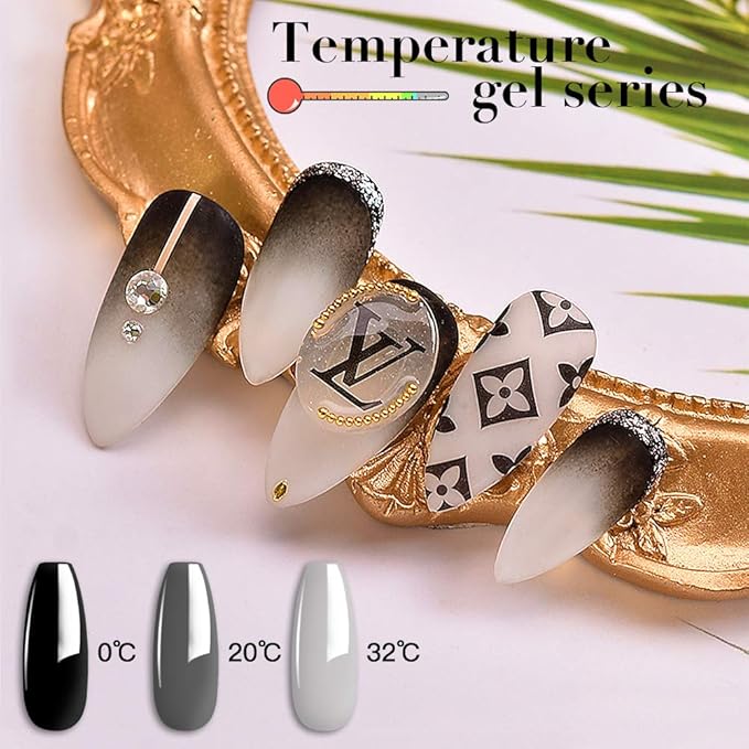 Gel Nail Polish Set - Purple Blue Pink Red Laverder Wind Red Black Color Changing Polish Soak Off UV LED Thermal Temperature Art (8PCS001)