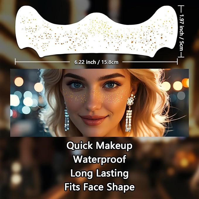 24 Sheets Gold and Silver Face Glitter Freckles Face Tattoo, Sparkle Speckles Patches Waterproof Temporary Tattoo, Glitter Fake Freckles Face Makeup Patches For Women Girls Festival Party Face Decor