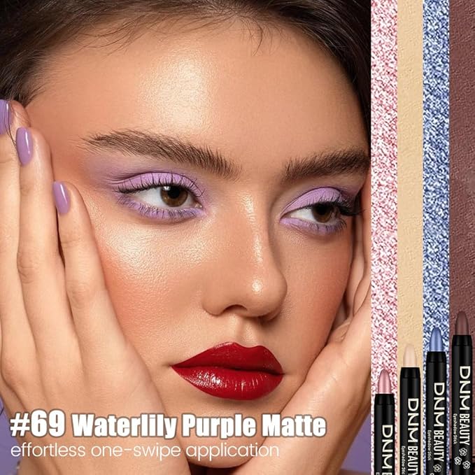 Lavender Purple Matte Cream Eye Shadow Stick Makeup for Women, Matte Eyeliner Pencil Eyeshadow Brightener Stick for Eyes, Waterproof Eyeshadow Applicator Blendable sombras para ojos 69#