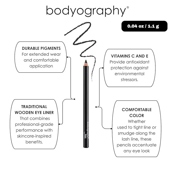 Bodyography Cream Eye Pencil, Virgin - White Wooden Eyeliner for Eyes & Eyebrows, Long-Lasting Cruelty-Free Coconut Oil Cosmetic Liner