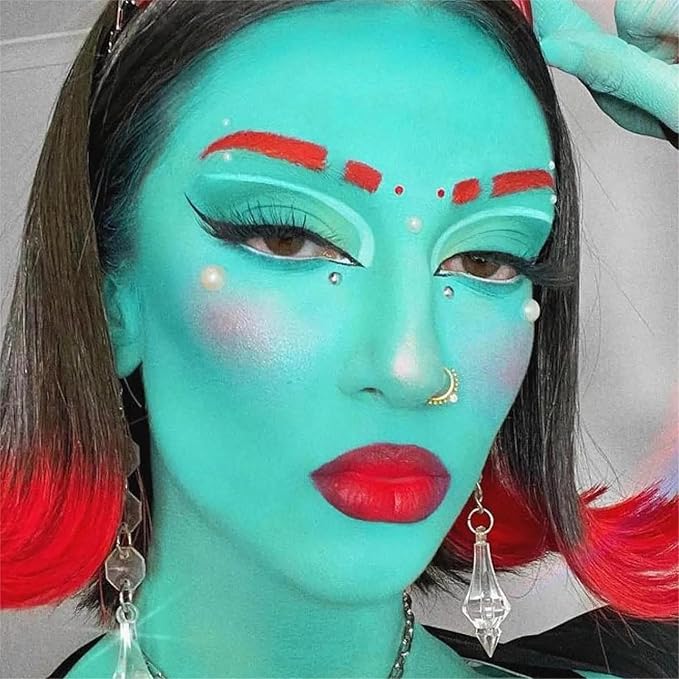 Go Ho Teal Face Paint Stick,Water Based Cream Teal Face Body Paint Washable,Smooth Face Painting Kit for Kids and Adults,Halloween Costumes Cosplay SFX Makeup