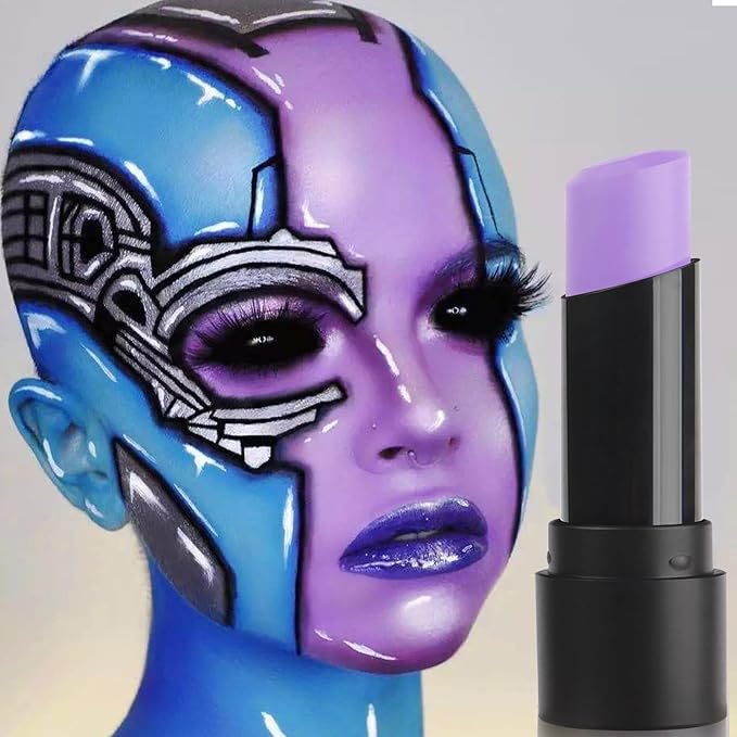 MEICOLY Light Purple Eye Black Stick,Waterproof Eye Black Baseball Softball Football Lacrosse,Lavender Violet Lilac Pale Purple Face Body Paint Stick for Halloween SFX Ursula Cosplay Makeup