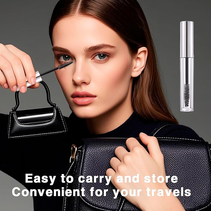 5 Pack Empty Mascara Tube, 2.5ml Transparent Reusable Eyelash Cream Container Bottle DIY Makeup Vials Cosmetic Tool for Castor Oil/Eyelash Growth Oil/Mascara with 5 Rubber Inserts, 1 Funnel
