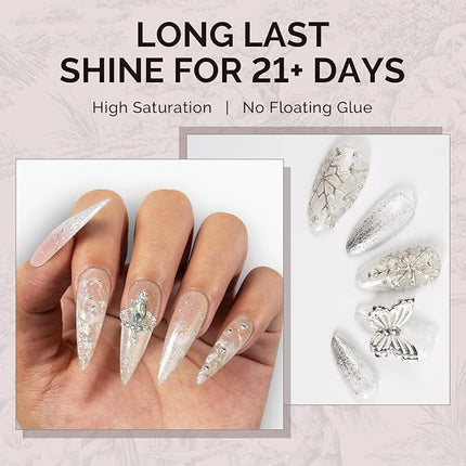 MelodySusie Sliver Shimmer Gel Nail Polish,0.5fl oz Soak Off UV LED Sliver Sparkle Shimmer Gel Polish Gift for Women Nail Art Manicure Salon DIY Nail Design Decoration at Home-1681