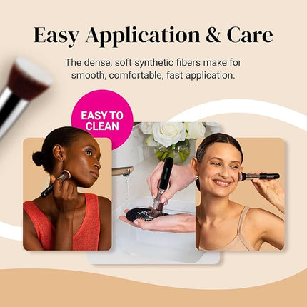 Flat Top Kabuki Foundation Brush By KESHIMA - Premium Makeup Brush for Liquid, Cream, and Powder - Buffing, Blending, and Face - 1.2" Top Diameter