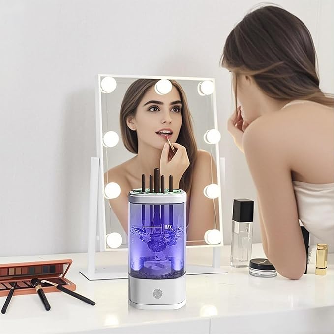 Electric Makeup Brush Cleaner,Portable Automatic Cosmetic Brushes Cleaner Machine,USB Rechargeable,Fits All Brush Sizes,For Home Deep Clean & Travel Quick Wash