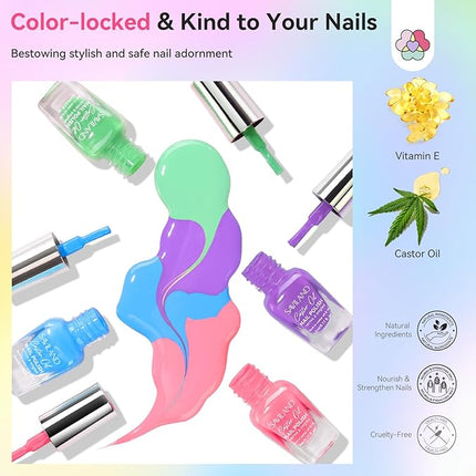 SAVILAND 20+3 Color Nail Polish Set: 5ml Quick Dry Pastel Regular Nail Polish Kit Spring Summer Fingernail Polish Bulk with Base Glossy & Matte Top Polish Coat Nail Art Women Gift