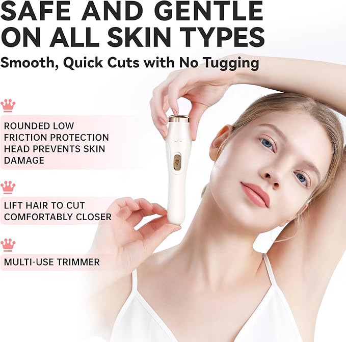 Facial Hair Removal for Women - 3 in 1 Nose Hair Trimmer - Rechargeable Electric Razors Shaver for Face/Leg/Arm/Chin/Eyebrow/Pubic/Bikini Trimmer for Women Lady Body Hair Remover Painless Cordless