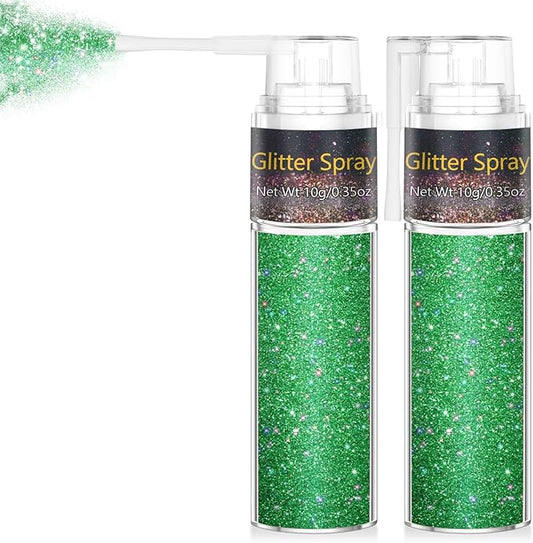 Hair and Body Glitter Spray, 1PC St Patricks Day Accessories Hair Glitter Extra Fine Face Shimmer Powder for Clothes, Festival Loose Sparkle Powder for Rave Nail Art Easter Crafts (Green)