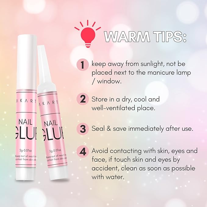 Makartt Super Strong Nail Glue for Acrylic Nails Press On Nails Professional Nail Adhesive Bond Nail Tips Glue for Stick On Nails Long Lasting Nail Glue for Fake Nails Broken Nails Repair 0.07oz 40Pcs