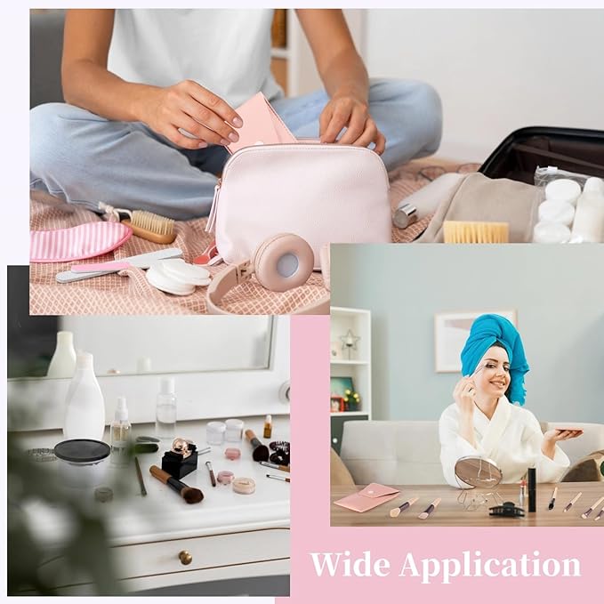 12 Pack Travel Brush Sets 8-Piece Mini Synthetic Fiber Cosmetic Brushes with Bag, Bridesmaid Present & Bachelorette Party Favor (Ivory Beige)