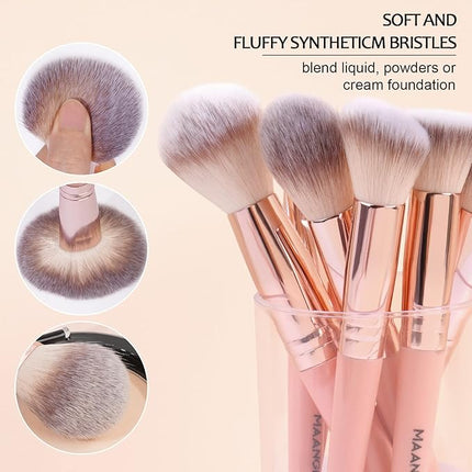 Makeup Brush Set, MAANGE 18 Pcs Premium Synthetic Makeup Brushes Set Soft Foundation Powder Eyeliner Eye Shadow Make up Brushes Professional (Pink)