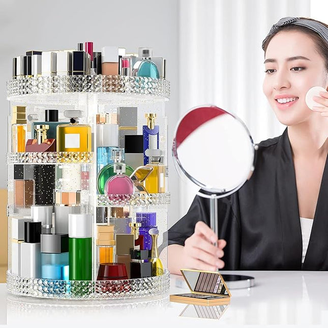 Large Makeup Organizer 360 Degree Rotating, Makeup Storage Organizer, Cosmetic Organizer Gold, 7 Layers Large Capacity Cosmetic Storage, Fits Makeup Brushes, Lipsticks, Bathroom, Gold