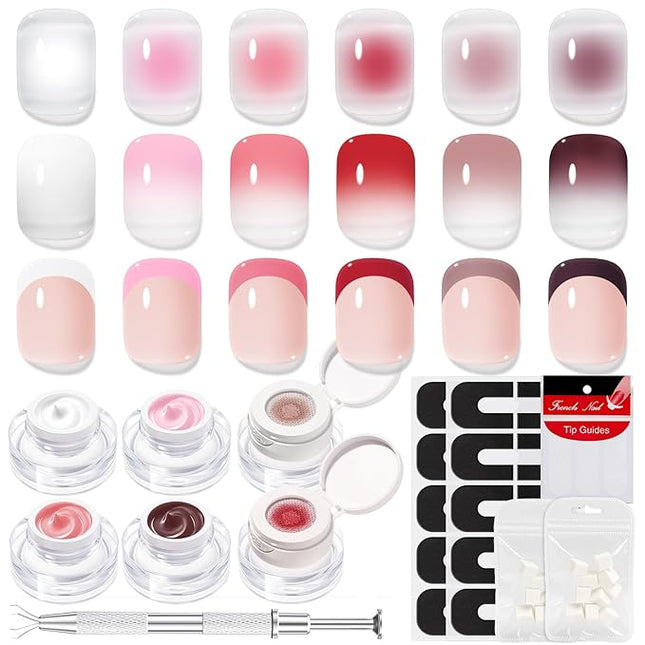modelones Pat Paint Gel Nail Polish, 6 Colors Soak Off UV Patting Gel Polish Pigmented Colors for Ombre & Gradient & Blush Blooming & French Tip Nail Art, Rose Garden