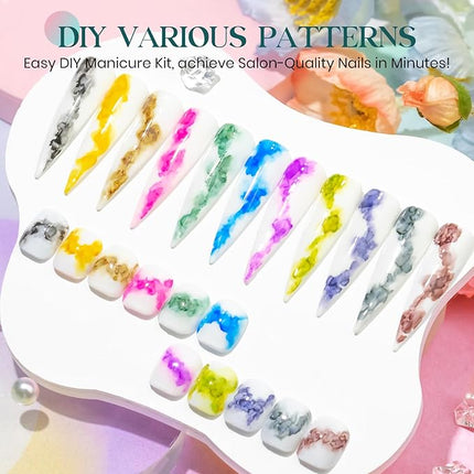 MIZHSE Marble Nail Polish, Marble Ink for Nails Gel Blooming Gel Nails Polish 12 Colors Nail Ink Magic Watercolor Pink Blue Purple Blossom Gels for Manicure Varnish Art Flower Design