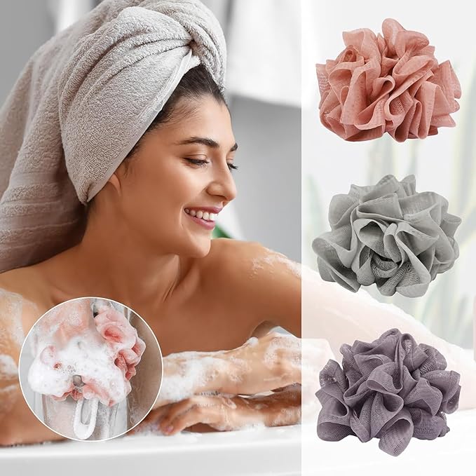 3 PCS Soap Bar Loofah,2 in 1 Bar Soap Loofah Pouch,Can Hold Soap,Effective Exfoliation,for Bathing (Khaki + Coffee + Pink)