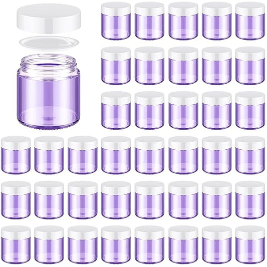 Norme 48 Pcs 4 oz Glass Jars with Lids Leakproof Round Airtight Empty Cosmetic Jars with Inner Liners Lid for Storing Lotions Powder Ointments Candle Making Tins (Light Purple)