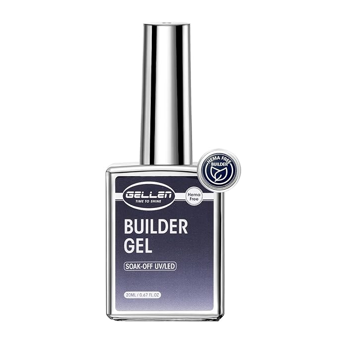 Gellen Salon-Grade Builder Gel for Nails, 5 in 1 Hema Free Clear Builder Gel for Nail Apex Strengthener 20ml Clear Builder GelNail Polish in Upgraded Bottle U V Cured for Home DIY