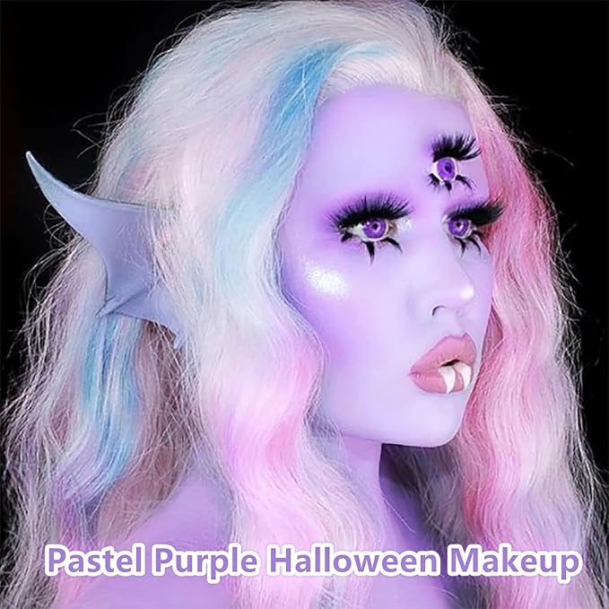 Go Ho Makeup Pastel Purple Cream-Blendable Stick-Waterproof Pastel Purple Professional SFX Witch Ursula Face Paint,Safe Facepaint&Lip Smacking for Halloween Costumes Cosplay