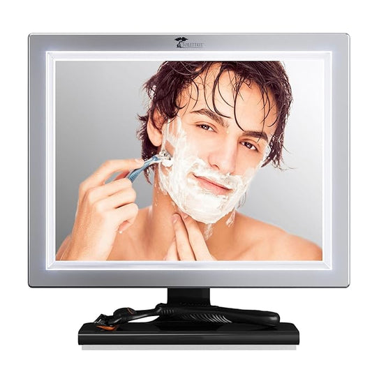 ToiletTree Products Deluxe LED Fogless Shower Mirror with Squeegee Anti-Fog Mirror - Adjustable Shaving Mirror with a Squeegee - Rust-Proof, Impact-Resistance Bathroom Shower Mirror