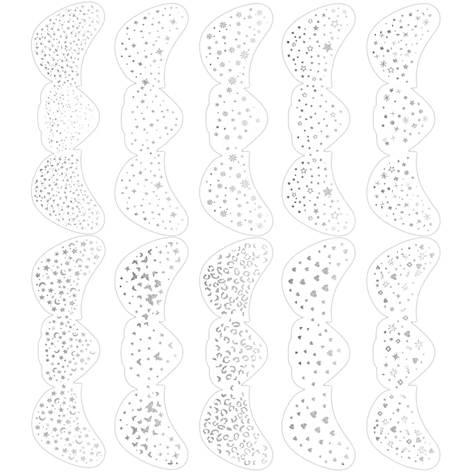 10 Sheets Glitter Freckle Tattoo, Silver Glitter Face Makeup Speckles, Eyes Makeup Accessories Temporary Tattoo for Women and Girls, Cosmetic Freckle for Face