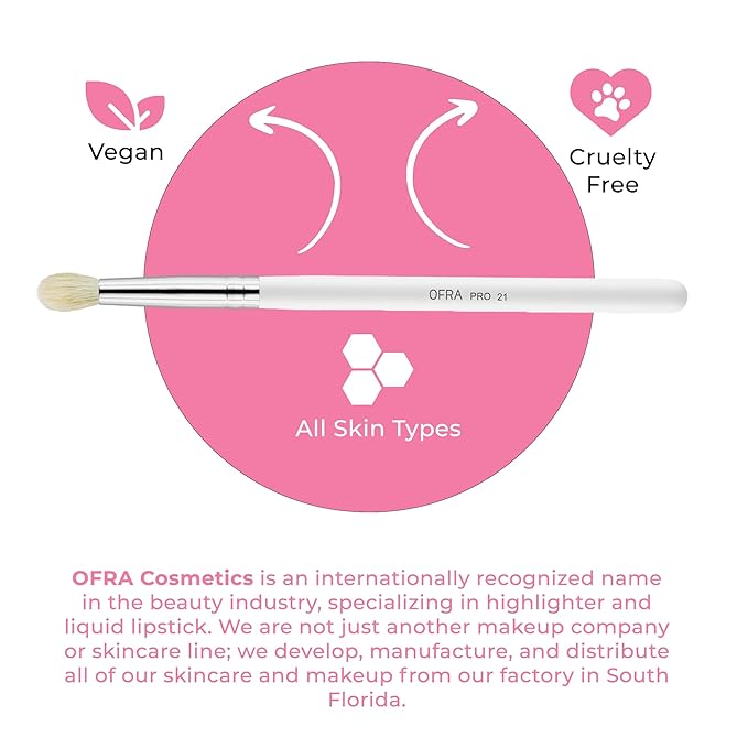 OFRA Makeup Blending Brush #21 - Blending Brush for Eyeshadow, Highlighter, Concealer, and Softening Eyeliner - Eye Makeup Smudge Brush
