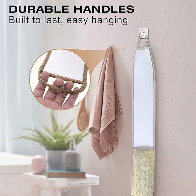 50 Inch Extra Long Natural Exfoliating Loofah Luffa Back Scrubber for Shower for Men Women, Deep Clean & Invigorate Your Skin Back Scrubber