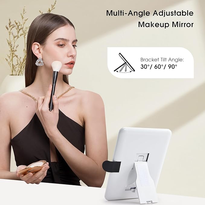 Leather Makeup Case with LED Lighted Mirror 11.4 Inch Travel Makeup Bag Adjustable Brightness in 3 Colors Cosmetic Organizer Artist Storage Bag with Dividers Brush Holder Storage Vanity Watery Blue