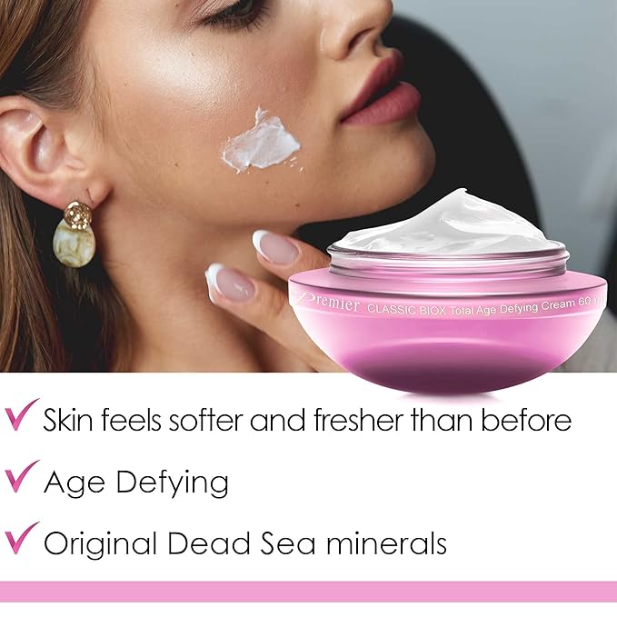 Dead Sea Premier Anti Aging Cream and Serum skin care Set: Intensive Anti Wrinkle face cream Classic Total Age-Defying Treatment Cream Lotion 2.04 Oz with BIOX Serum 0.3 Oz