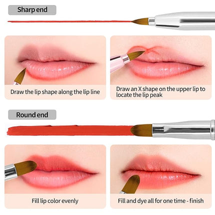 Unaone [2 Pack] Lip Brush for Lipstick, Retractable Lip Brushes, Dual-ended Makeup Brush for Lipstick Lip Gloss, Include Lid Silver and Green