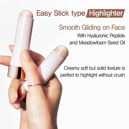 Espoir Be Glow Shading Stick Highlighter #1 Sunshine│Creamy Solid Texture & Smooth Gliding on Face with Hyaluronic Peptide, Natural Contour Color for Daily Radiant Makeup, Subtle Shimmering