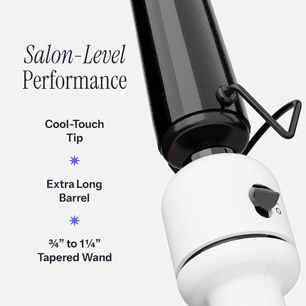 HOT TOOLS Professional Nano Ceramic Extra Long Tapered Curling Iron for Shiny Curls, 3/4 to 1 1/4 Inches