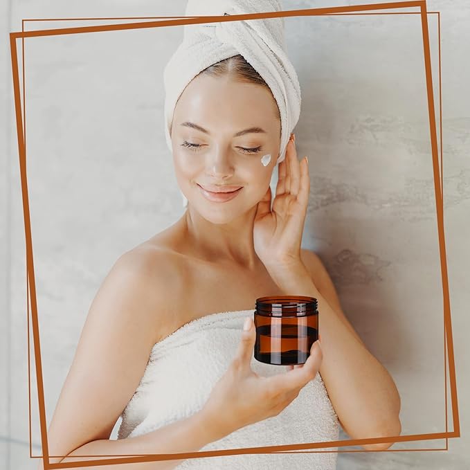 Tanlade 40 Pcs 2 oz Plastic Jars with Lids Round Cosmetic Containers Refillable Containers for Powder Liquid Food Storage Kitchen Cosmetic Lotion Ointments Creams Essential Oil(Amber)