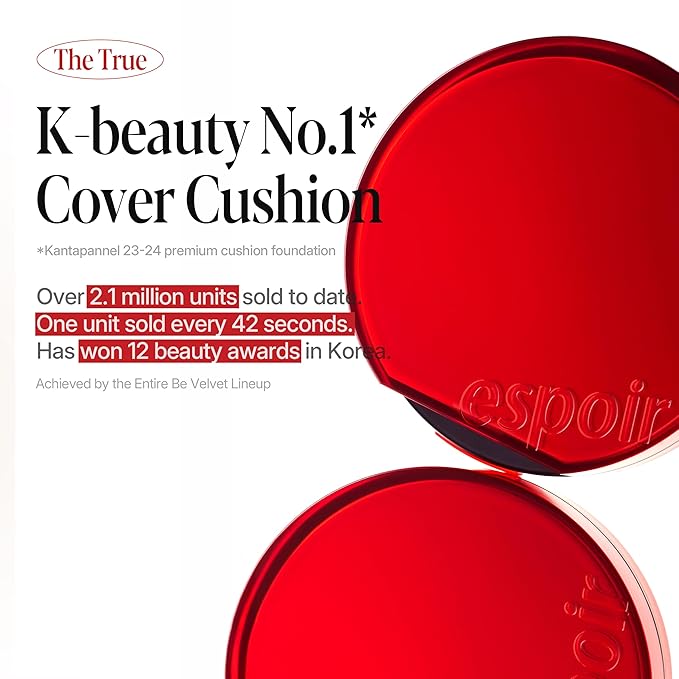 espoir [NEW] Be Velvet Cushion Foundation | Quick and Easy Coverage with Long-lasting Color by Zero Oxidation (#28 Ginger, 0.46 Ounce (Pack of 1))