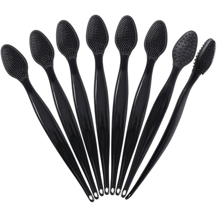 Silicone Lip Scrub Brushes, Beomeen Black Double-Sided Exfoliating Lip Brush Soft Silicone Lip Scrubber Exfoliator Tool Blackhead Remover for Skincare