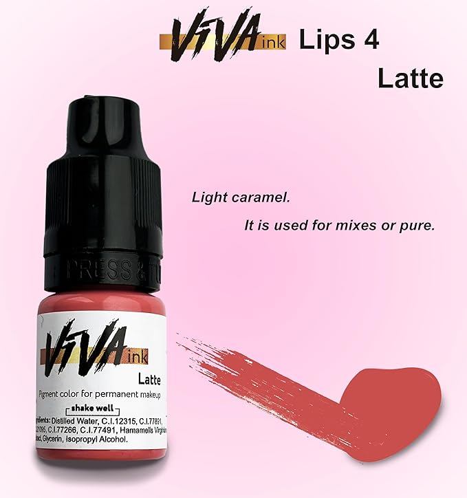 Lip Pigment – Latte – Permanent Lip Makeup – Microblading Ink for Durable and Colorful Lips – Long Lasting Color Lip Cosmetics (0.2 oz)