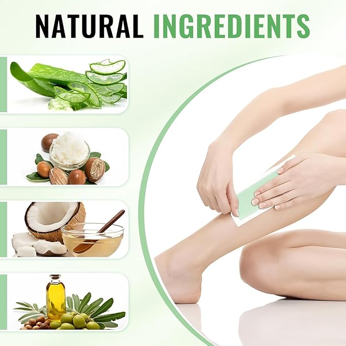 120 Strips Wax Strips Body Hair Removal 2 Sizes and 8 Oil Wipes Waxing Strip Dual Sides Bikini Brazilian Wax for Women Men Face Arms Legs BackUnderarm Waxing Kit Suit Many Skin Aloe Scent