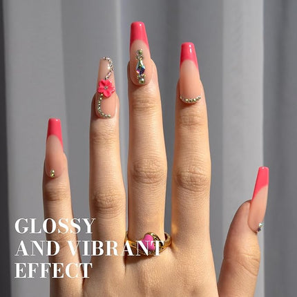 MelodySusie Bright Pink Gel Nail Polish,0.5fl oz Nails Soak Off UV LED Cranberry Pink Gel Polish Gift for Women Nail Art Manicure Salon DIY Nail Design Decoration at Home-1682