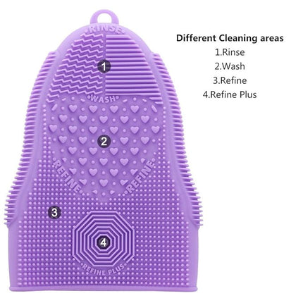 Makeup Brush Cleaner Glove Mat Mitt Silicone Cosmetic Cleaning Scrubber Tool Face Brushes and Eye Brush Washing Pad Purple
