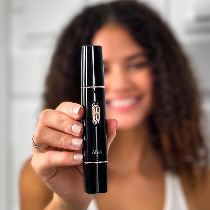 SPA Sciences AIVA: 2-in-1/Double Sided Facial Hair Remover & Eyebrow Trimmer USB Rechargeable with Built-in LED Lights