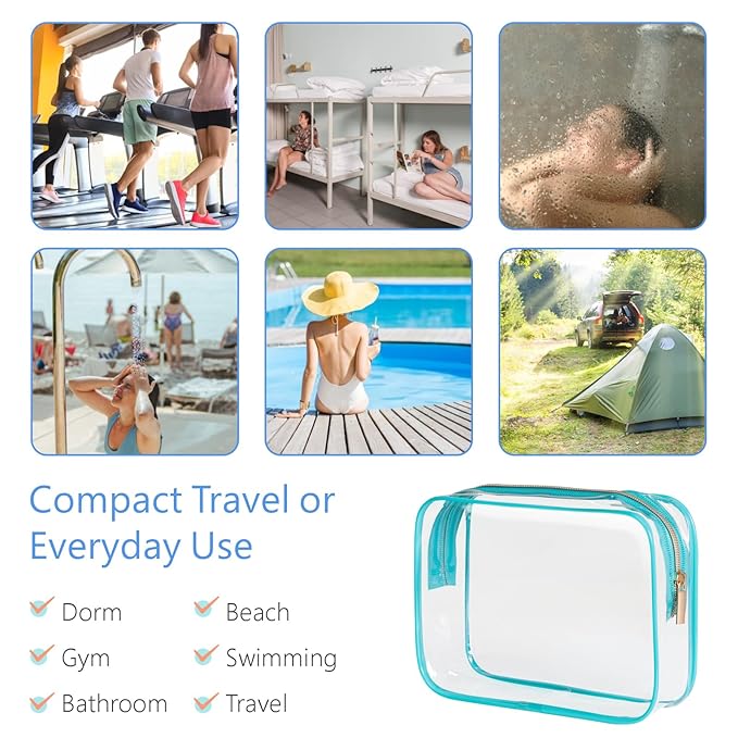 PACKISM Clear Makeup Bag - 3 Pack TSA Approved Toiletry Bags Clear Toiletry Bags for Traveling, Airport Carry on Compliant Bag, Green