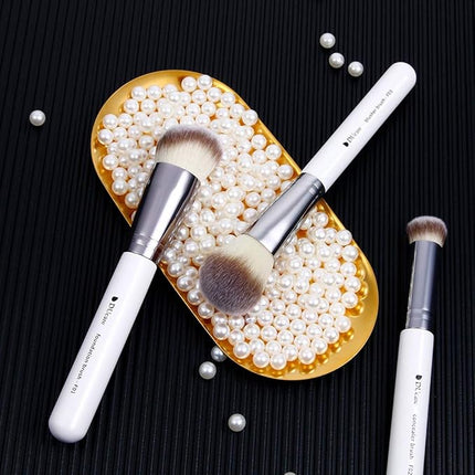 DUcare Makeup Brushes 3Pcs Foundation Contour Bronzer Brush,Concealer Brush,Blusher Powder Brush, Face Kabuki Travel Buffing Stippling Liquid Blending Makeup brush set White