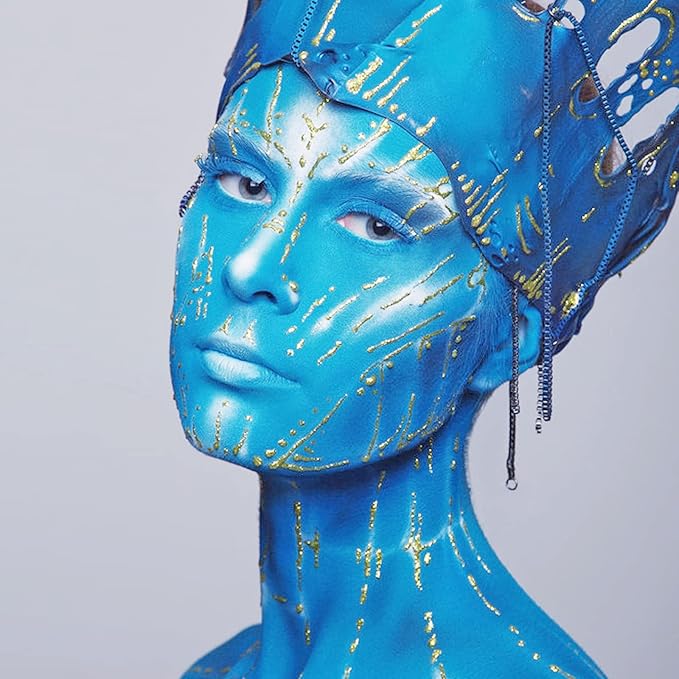 MEICOLY Light Blue Face Body Paint,1.05oz Water Based Washable Pale Baby Blue Face Paint Sadness,Face Painting for Sally Avatar Scary Corpse Bride Halloween SFX Cosplay Makeup